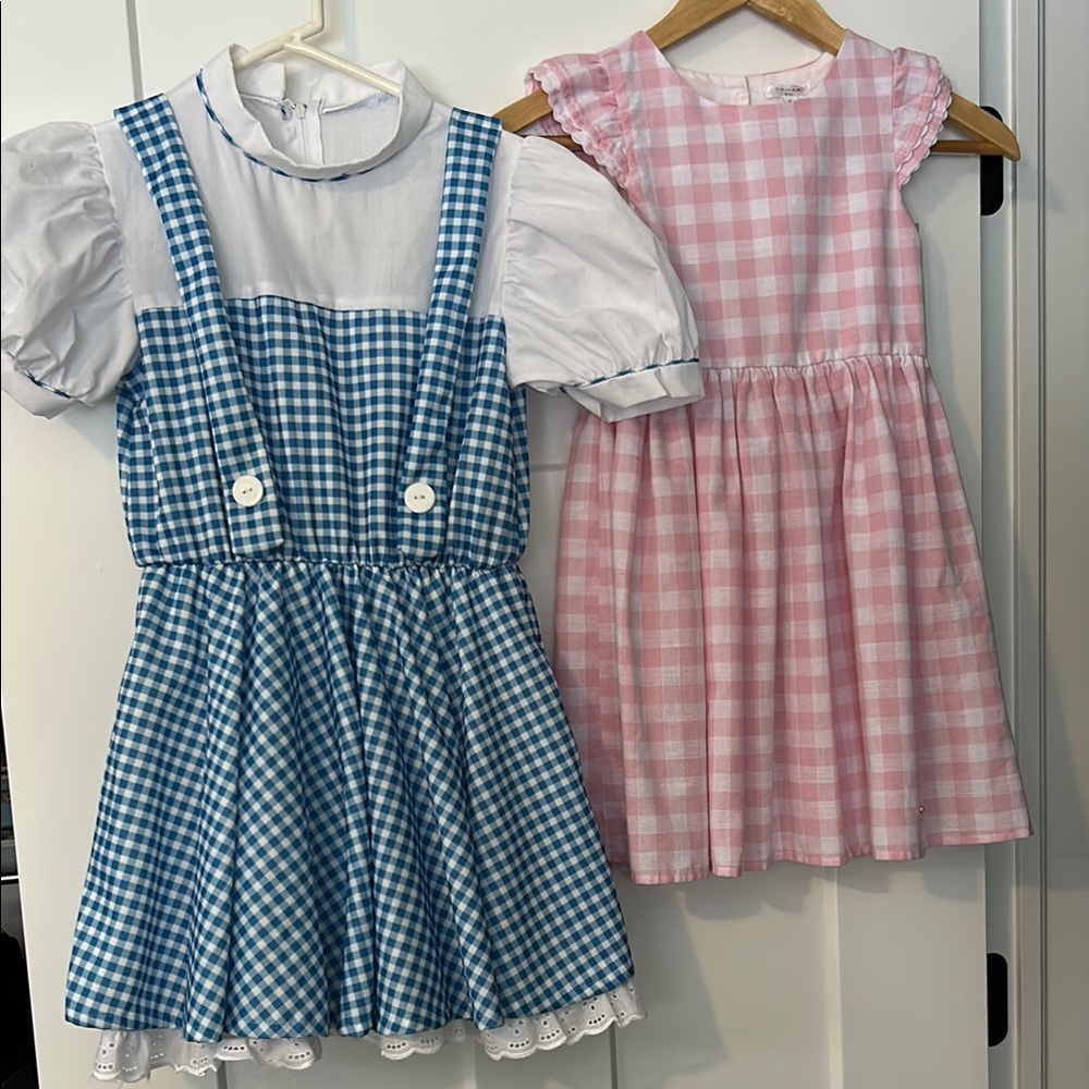 Tahari pink gingham dress sz 6 girl blue and white gingham size 8-10 handmade